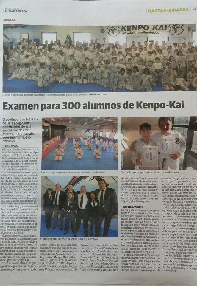 Los ex&aacute;menes oficiales de Kenpo en prensa